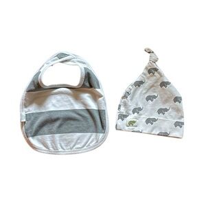 Monica + Andy Infant Bib and Beanie Bundle Grey White